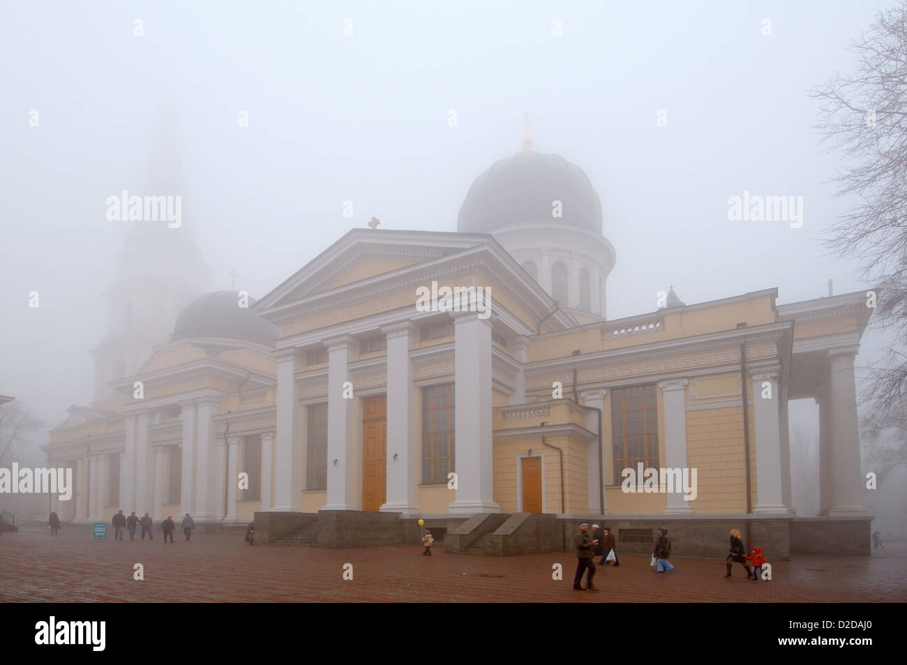 Odessa Orthodox Cathedral or Spaso-Preobrazhensky Cathedral in a fog, Odessa, Ukraine, Europe Stock Photo