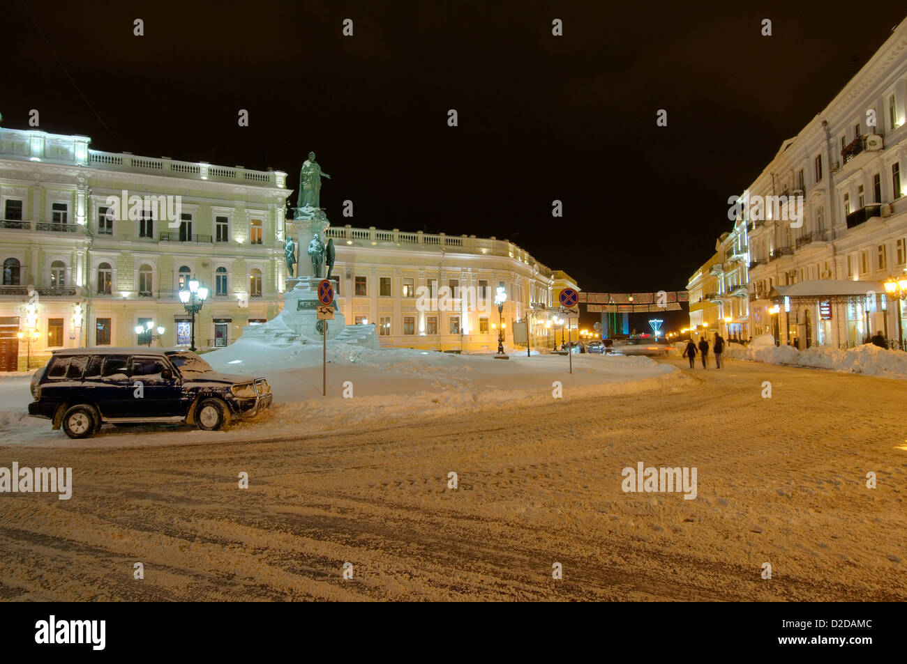 Catherine Square in the night Odessa, Ukraine, Europe Stock Photo