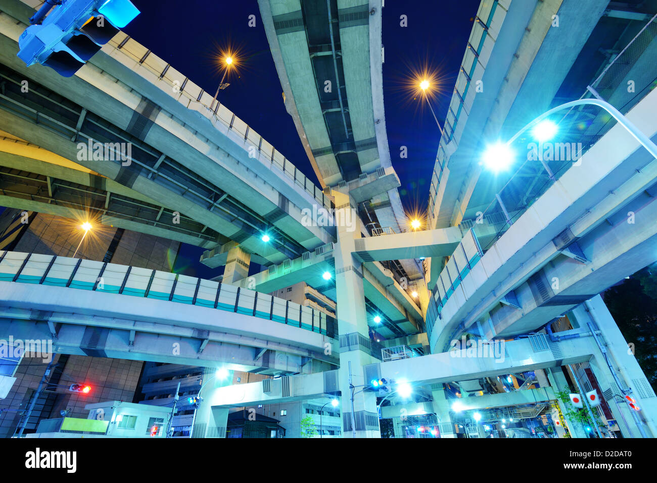 Junction of several highways in Tokyo, Japan. Stock Photo