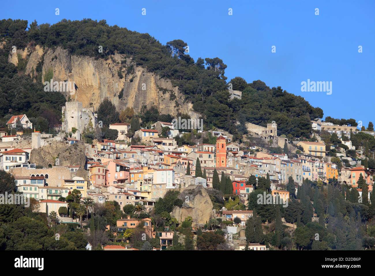 The medieval perched village of Roquebrune Stock Photo