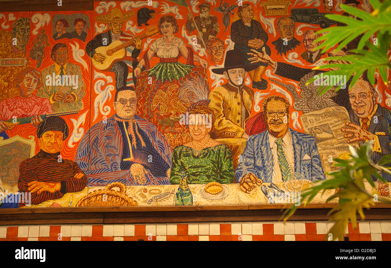 El Mural De Los Poblanos Restaurant Large Mural Painting in Puebla