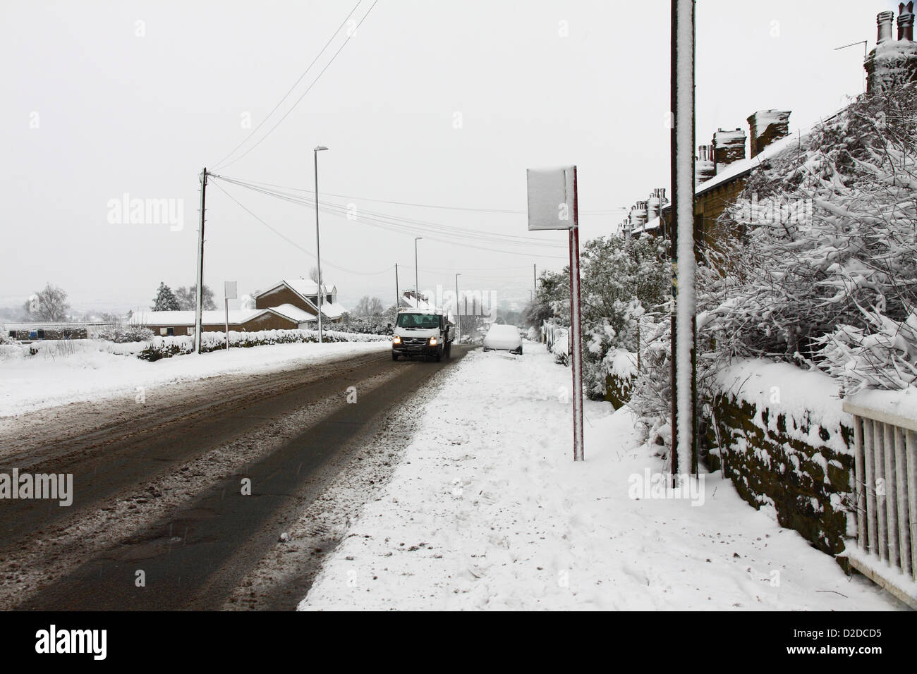 Van navigating the steep hill of Scotchman Lane in Morley,Leeds,in
