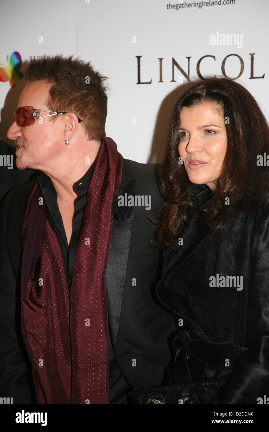 Bono and  Ali Hewson at the Lincoln film premiere Savoy Cinema in Dublin, Ireland. Sunday 20th January 2013. Stock Photo