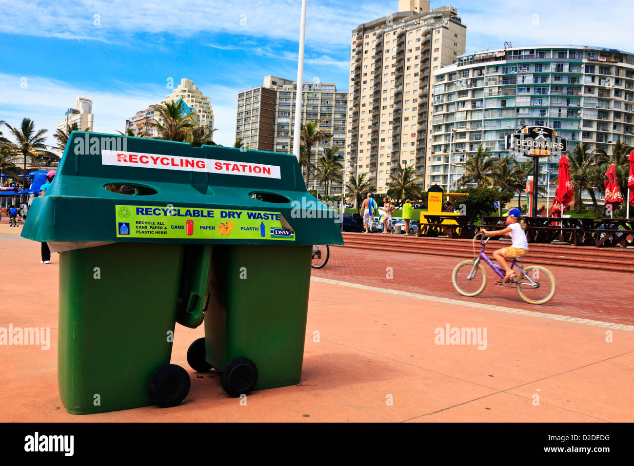 Durban, South Africa. A recycling station on Durban's Golden Mile to ...