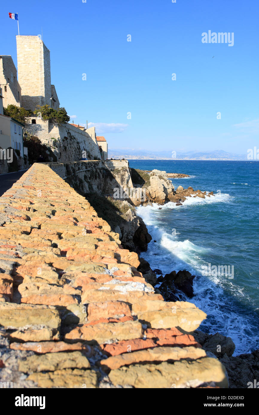The rampart of the city of Antibes in the French Riviera Stock Photo