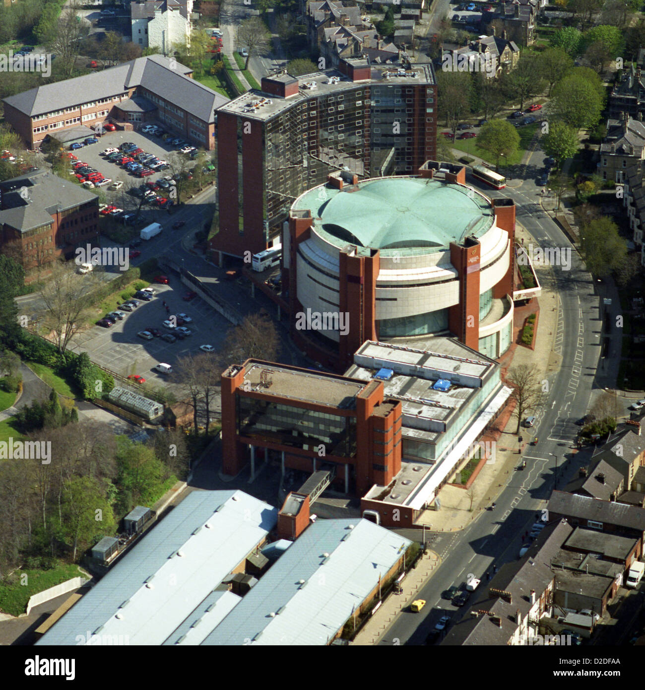 aerial view of Harrogate International Centre and Conference Centre Stock Photo