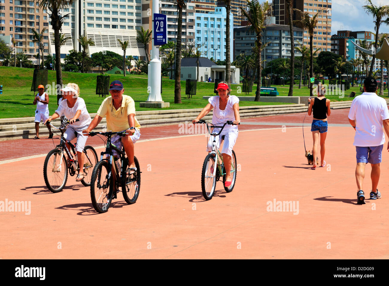 Durban, South Africa. People make use of the spacious promenade on
