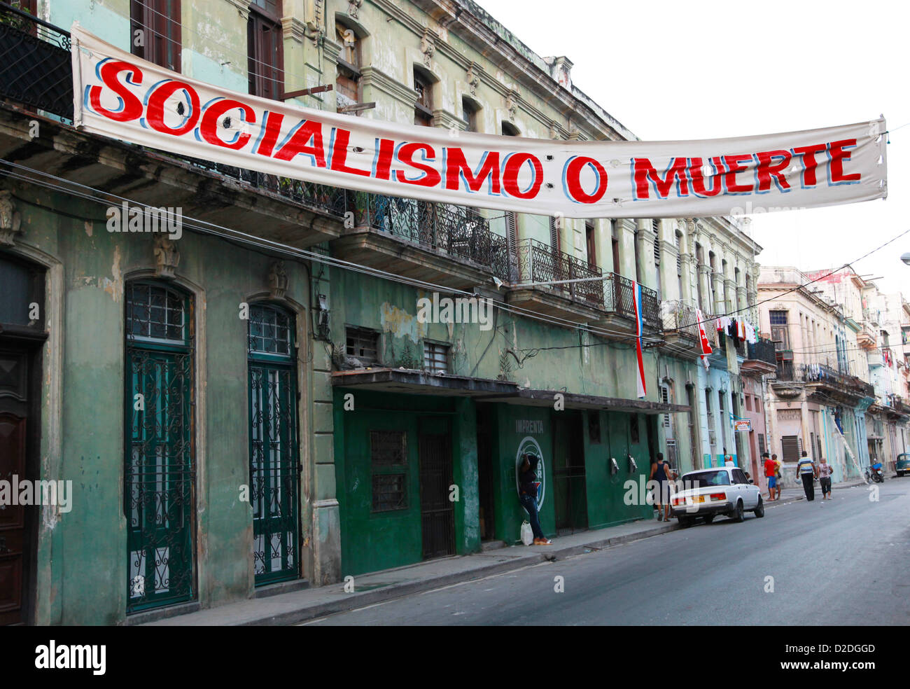 Banner for Socialism in street in Havana Cuba Stock Photo - Alamy