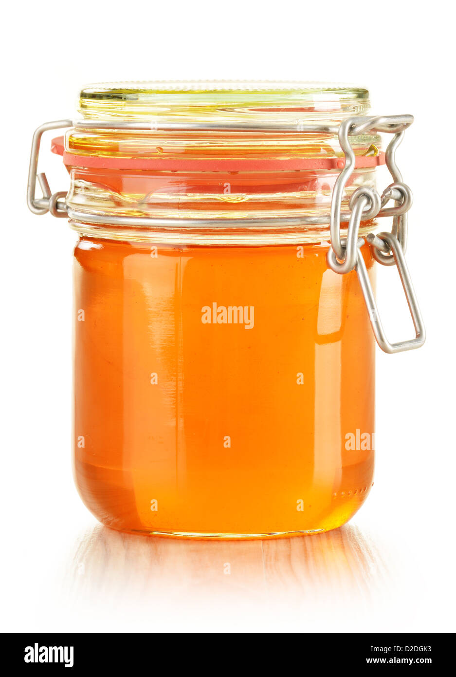 Jar of honey isolated on white Stock Photo Alamy