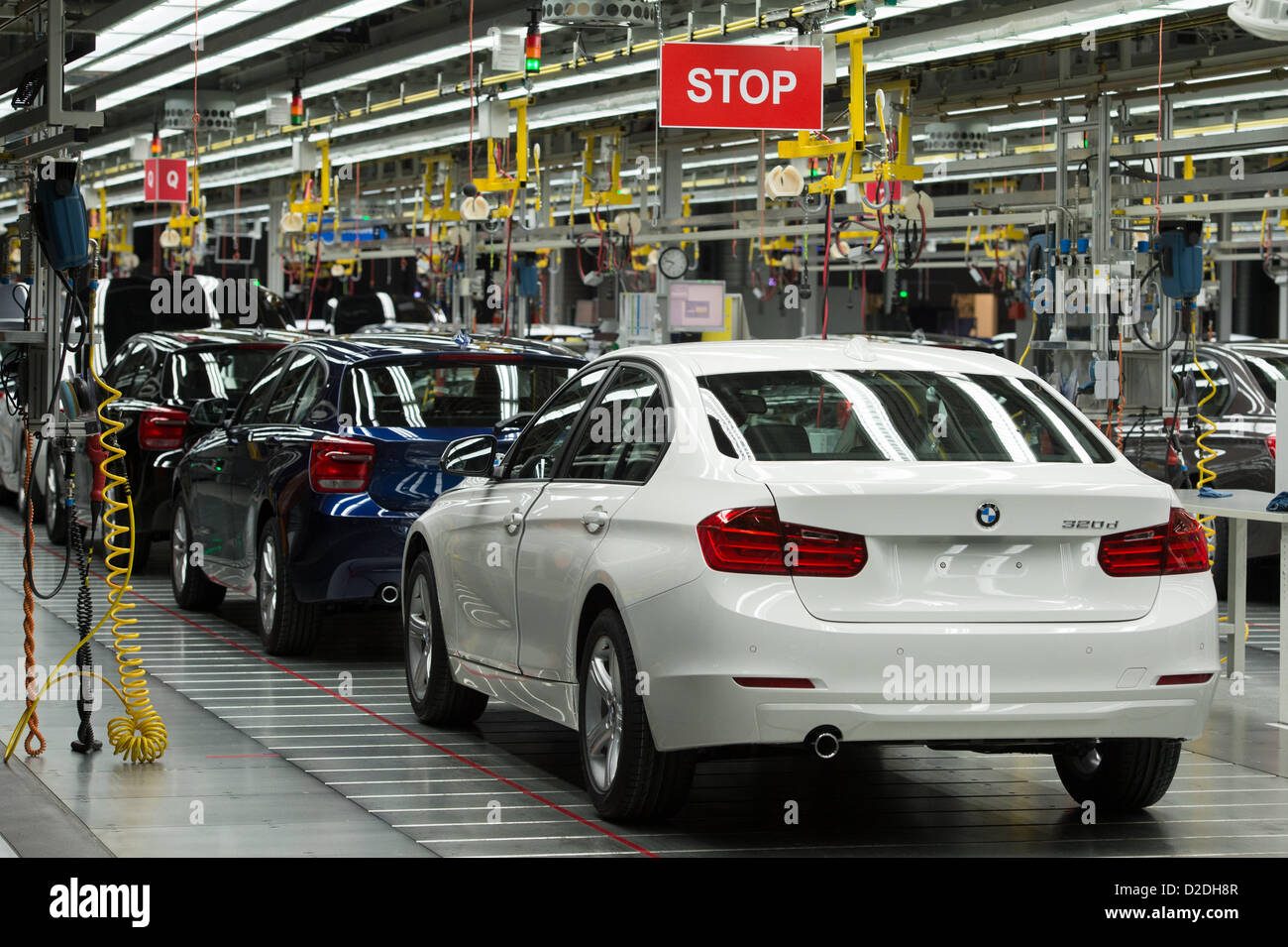 The production lines of the BMW factory in Regensburg are standing still on Thursday evening, 28 June 2012, during the European Championships semi finals between Germany and Italy. About 2,500 employees of the BMW factory in Regensburg can watch the semi finals, which are screened on three big screens in the factory during the late shift. Stock Photo