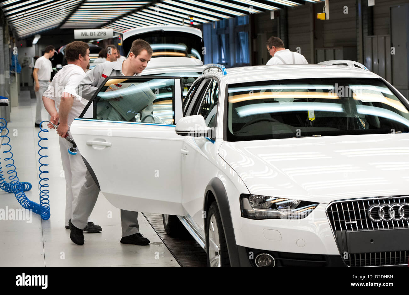 An Audi A4 Avant is ready for the final check on Wednesday, 29 February 2012, at the Audi factory in Ingolstadt. Stock Photo