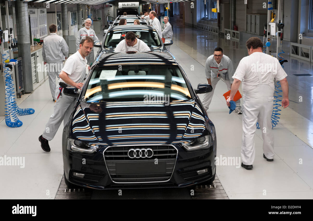 An Audi A4 Avant is ready for the final check on Wednesday, 29 February 2012, at the Audi factory in Ingolstadt. Audi gives a balance sheet press conference in Ingolstadt on Thursday, 1 March 2012. Stock Photo