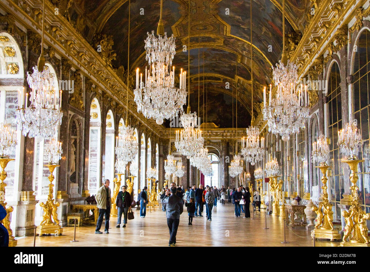 Grand Gallery (Hall of Mirrors), Palace of Versailles, France. The