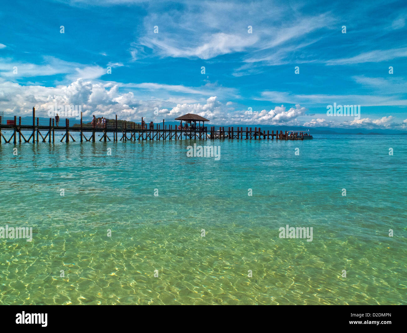 Malaysia, Borneo, Kota Kinabalu, Pulau Gaya Island, view of the landing stage and sea Stock Photo