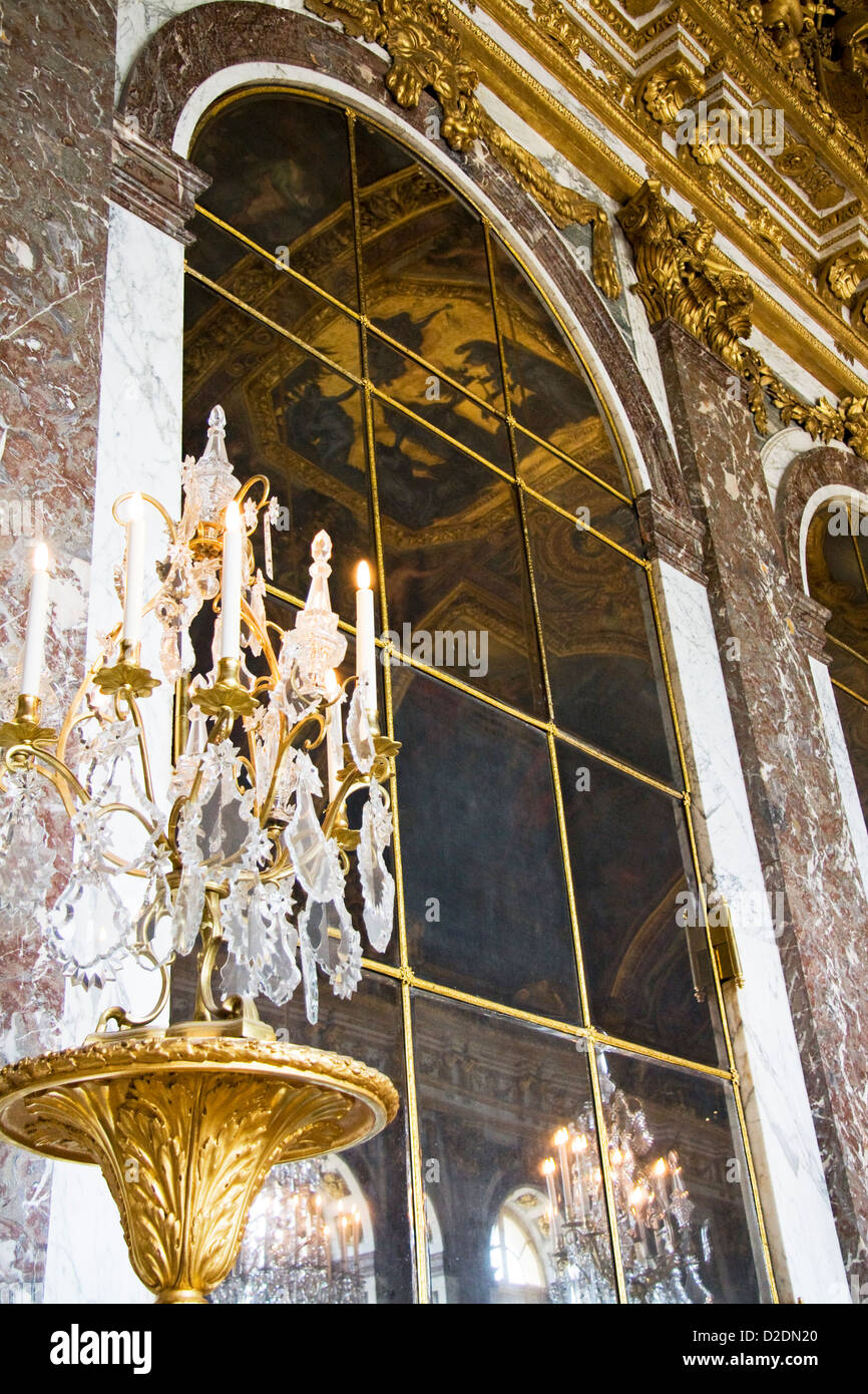 The Grand Gallery (Hall of Mirrors) in the Palace of Versailles, France