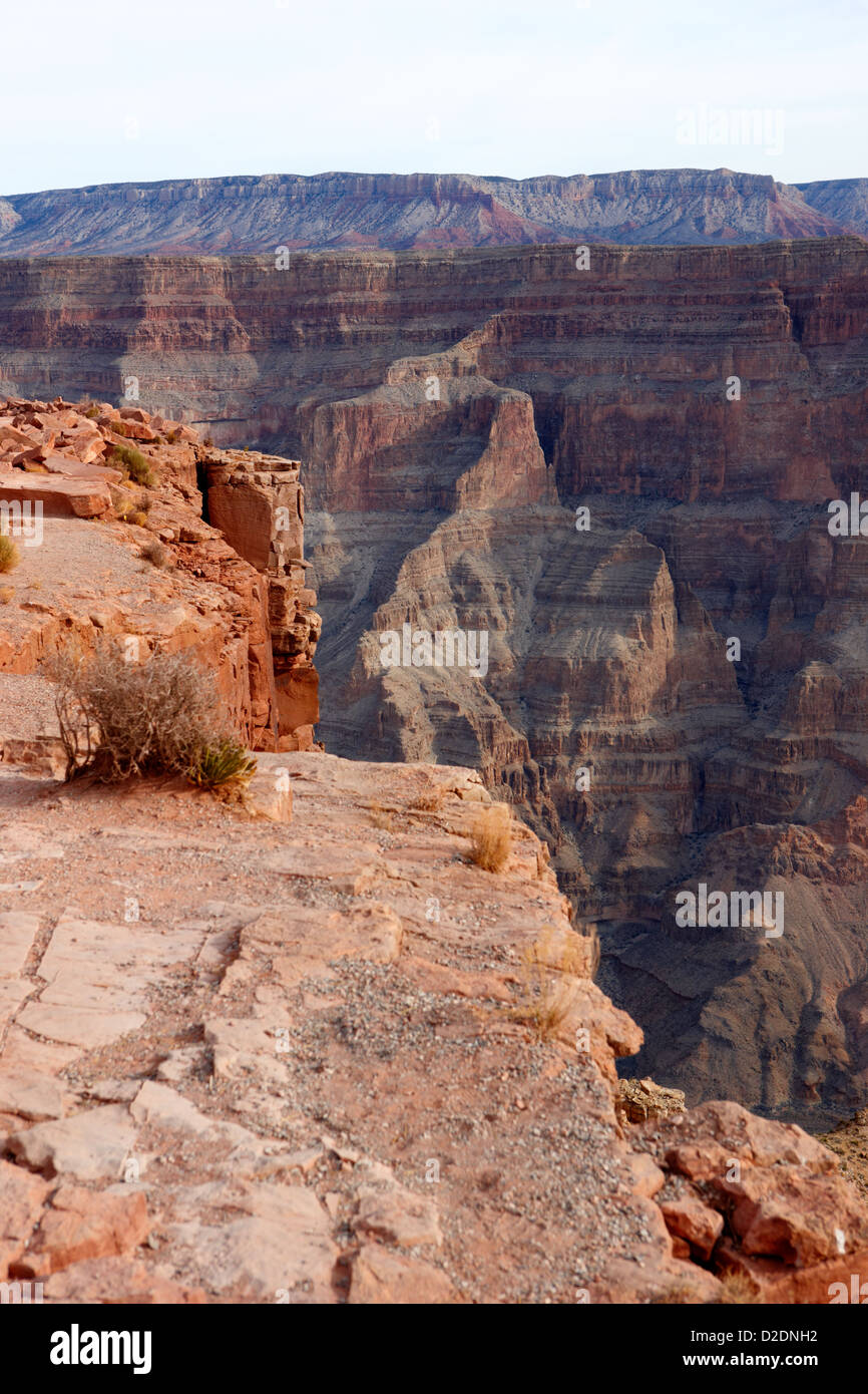 edge and sharp drop into the grand canyon at guano point Grand Canyon west arizona usa Stock Photo