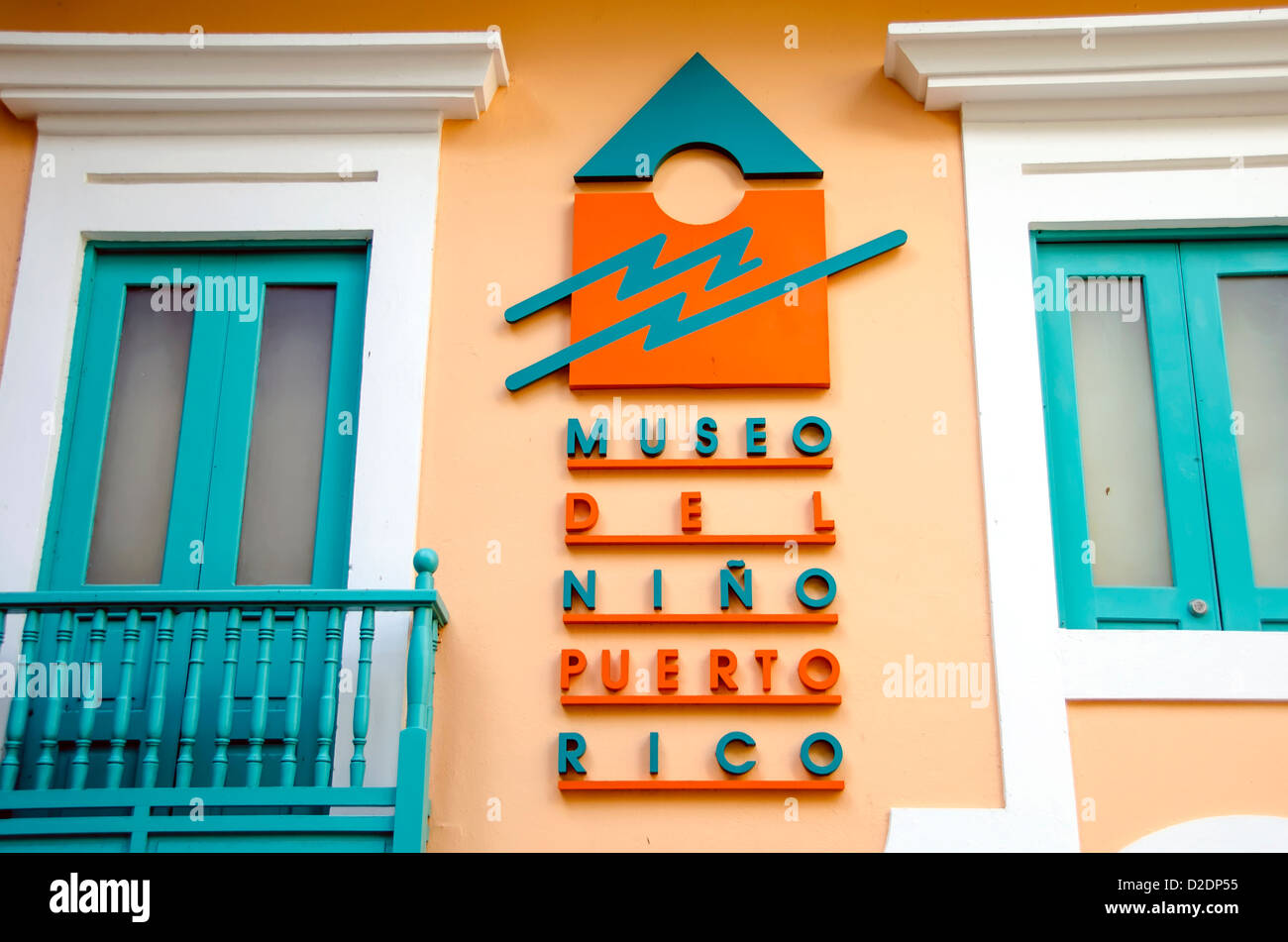 Museo del Niño (Children's Museum) building sign Old San Juan, Puerto Rico Stock Photo