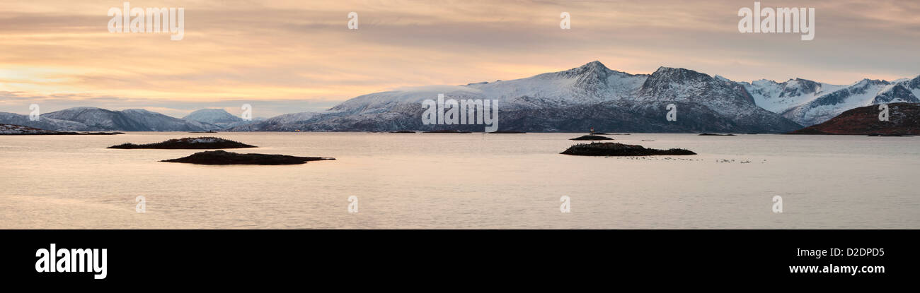 Winter twilight at Sommaroy, Troms, Norway Stock Photo
