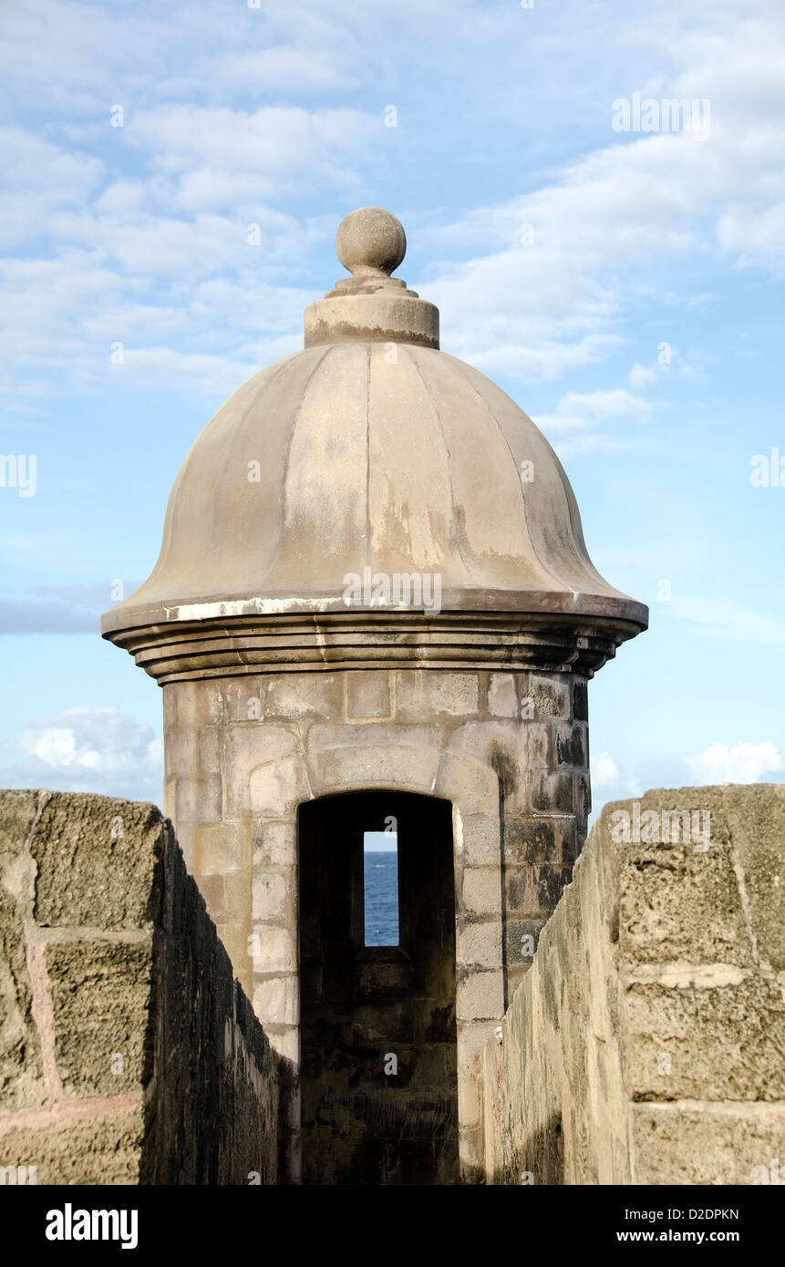 Puerto Rico domed sentry box (garita) at Castillo San Felipe del Morro fortress, Old San Juan Stock Photo