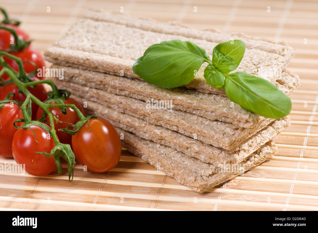 Stack of dry crisp bread slices Stock Photo