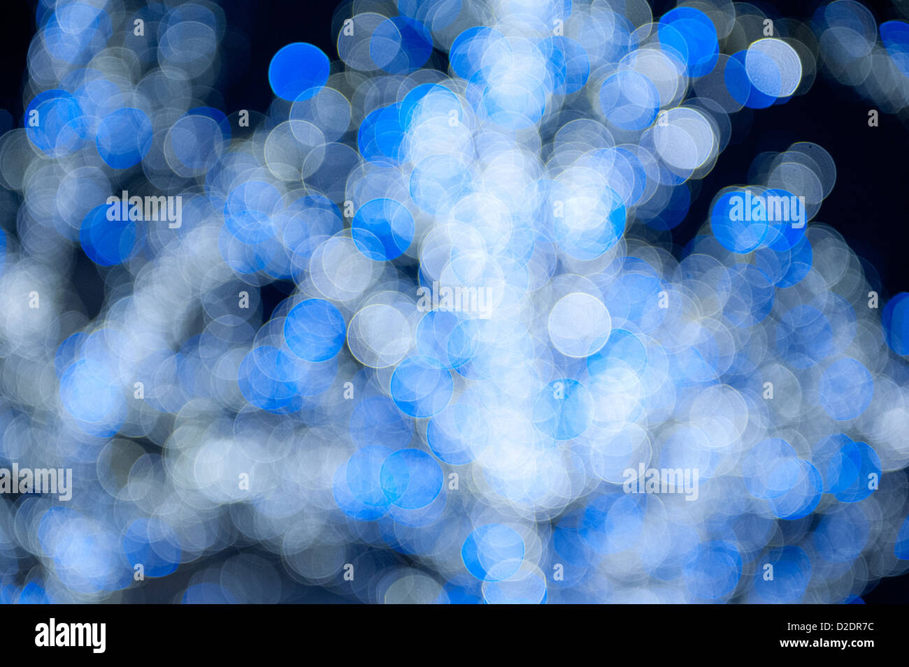 Blue white sparkles and circles bokeh abstract Stock Photo