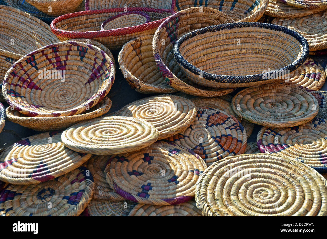 straw work on display, Marrakech, Morocco Stock Photo - Alamy