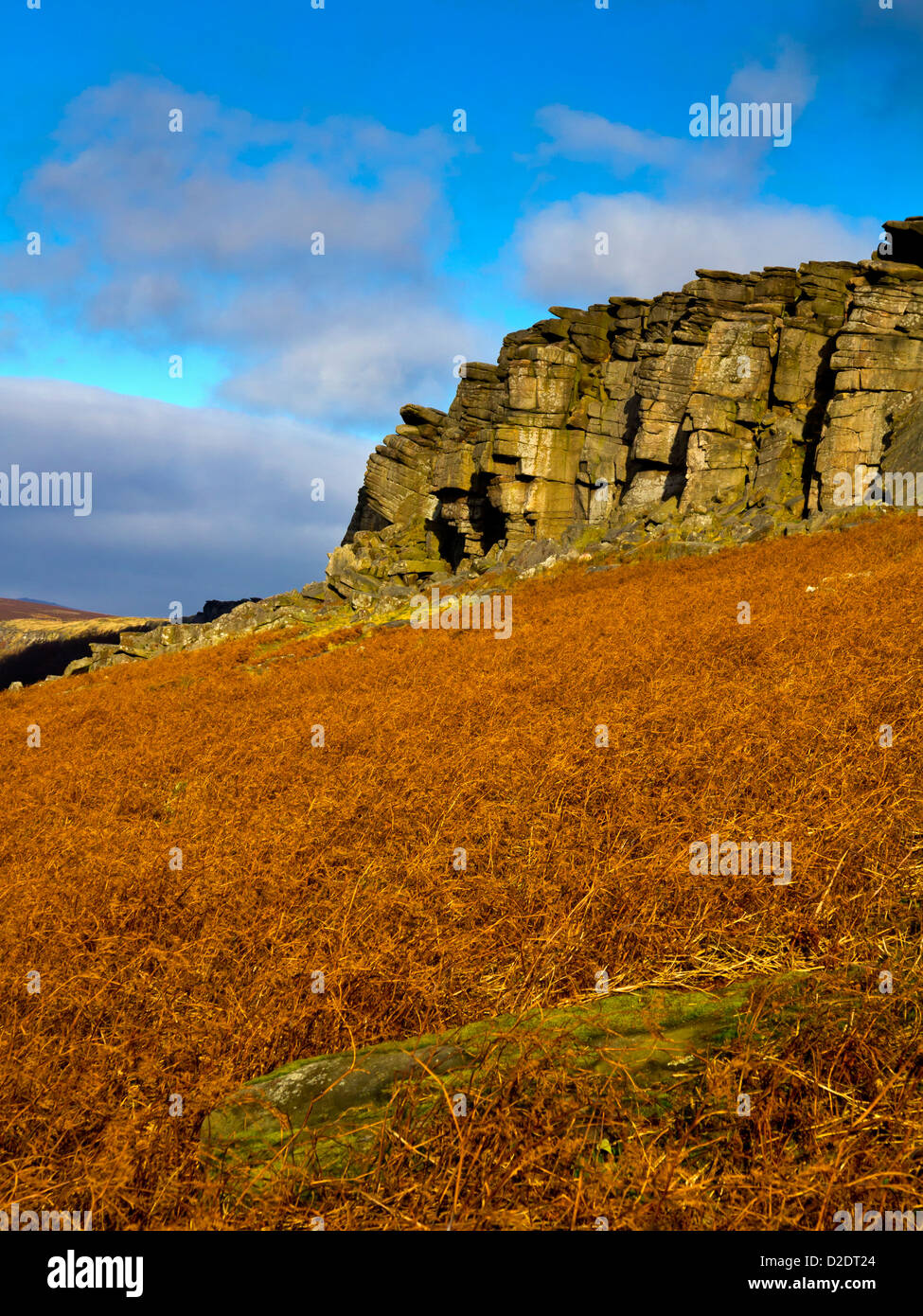 Stanage Edge Rocks Stanage Edge in the Peak District National Park Derbyshire England UK a ...