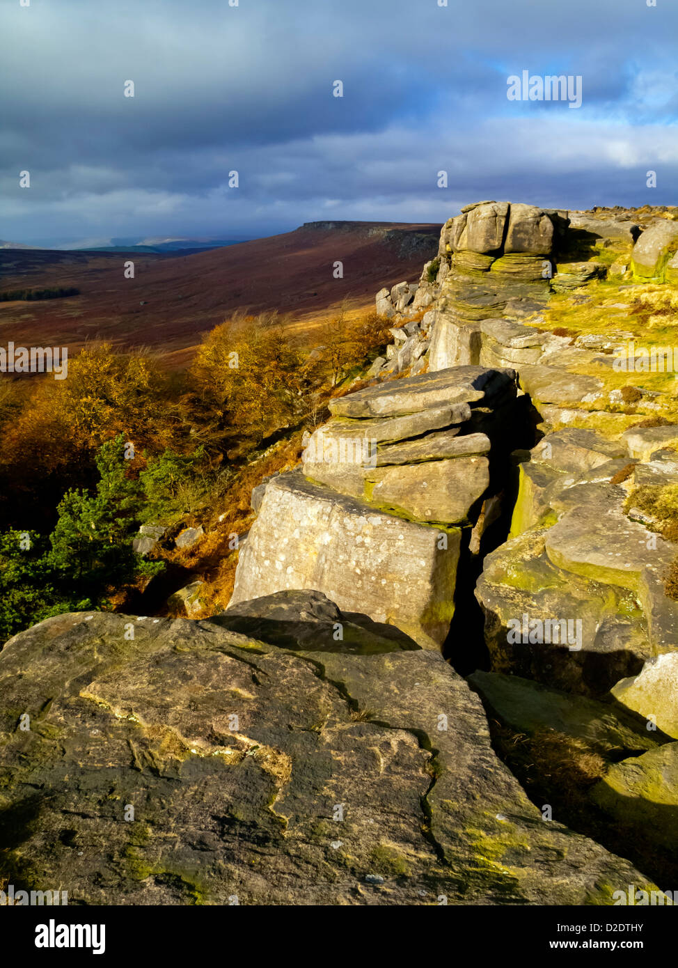 Stanage Edge Rocks Stanage Edge in the Peak District National Park Derbyshire England UK a ...