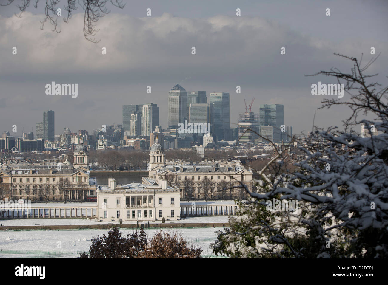 Snow in London, England. Stock Photo