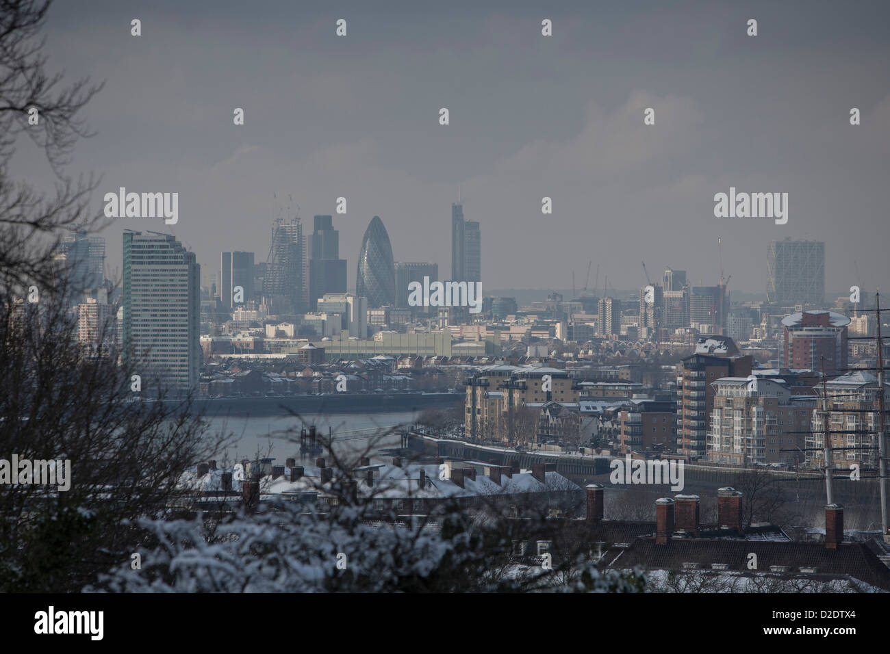 Snow in London, England. Stock Photo