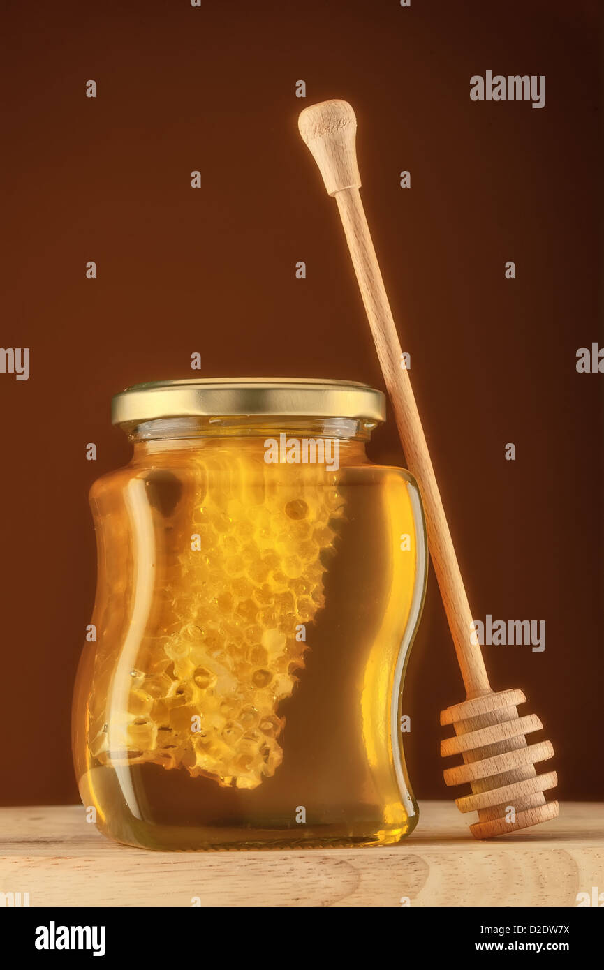 Jar and dipper, honey with isolated studio illustration Stock Photo Alamy
