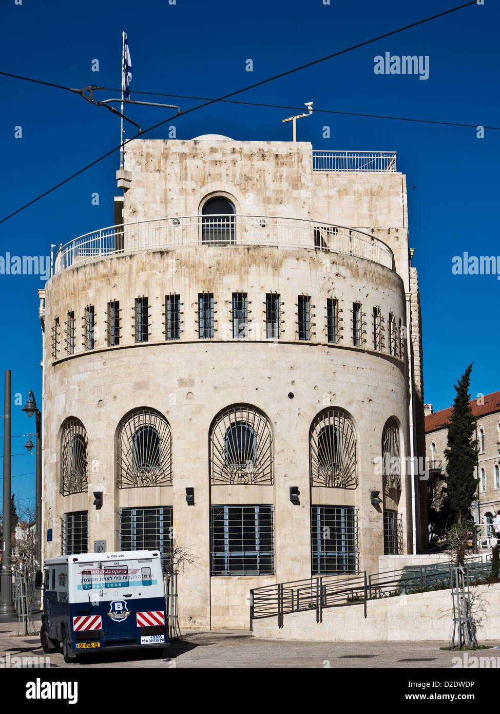 A Brinks truck parked near Safra Square in Jerusalem Stock Photo