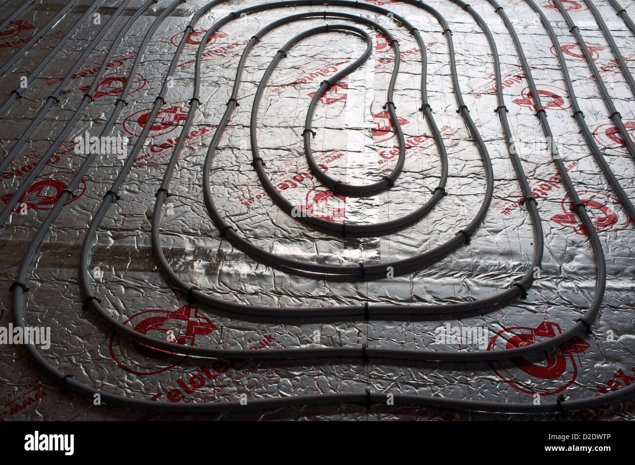 Underfloor heating pipes in residential Stock Photo Alamy