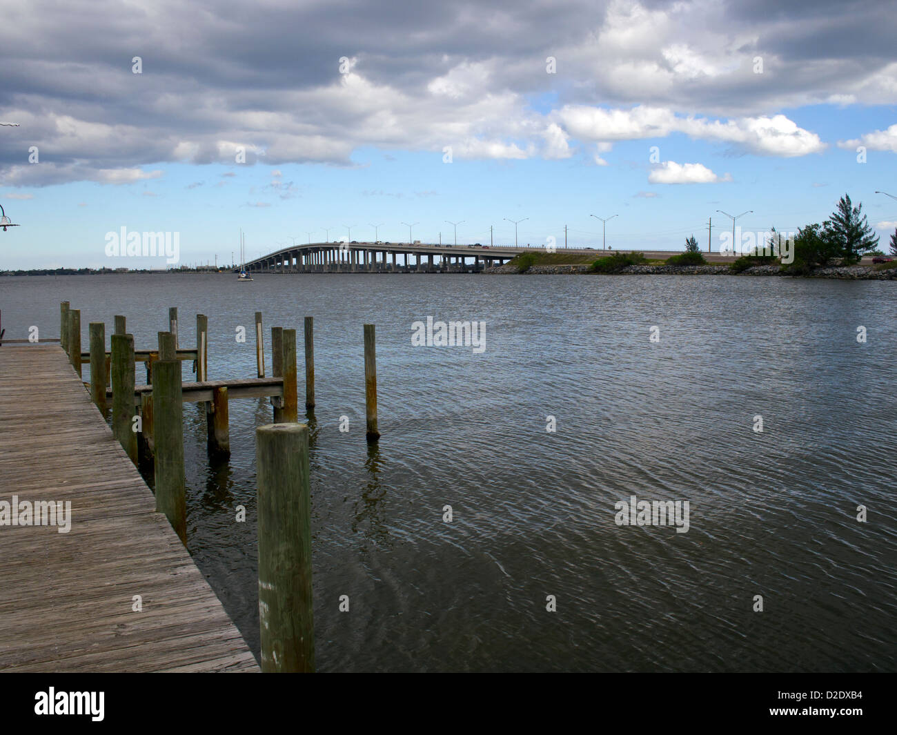 Eau Gallie Causeway over the Indian River Lagoon at Melbourne Florida