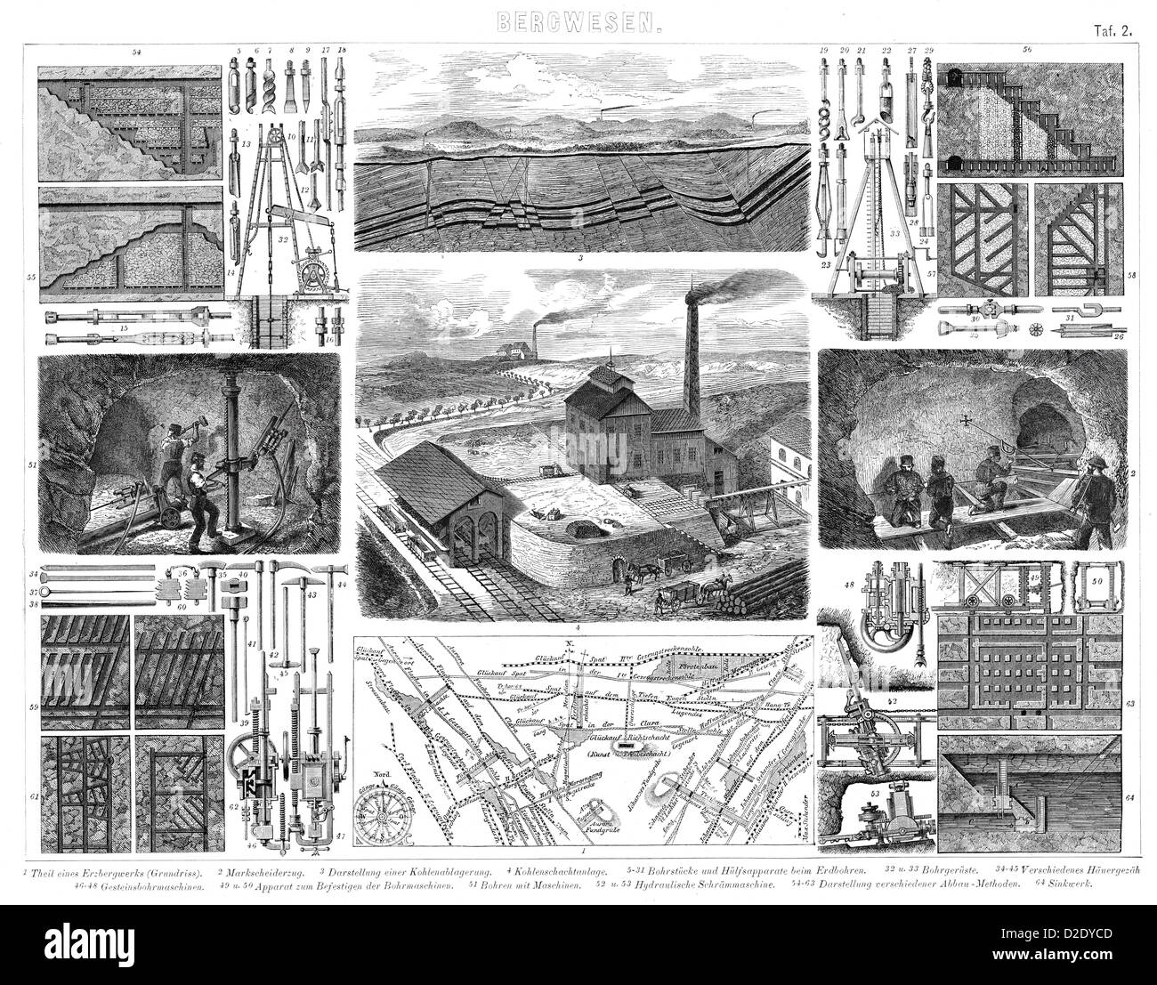 Vintage pictures of mining from the 19th Century Stock Photo