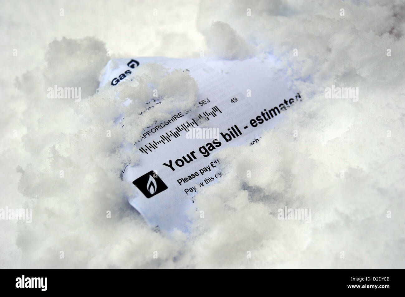 GAS BILL IN SNOW RE WINTER FUEL BILLS HEATING RISING ENERGY COSTS