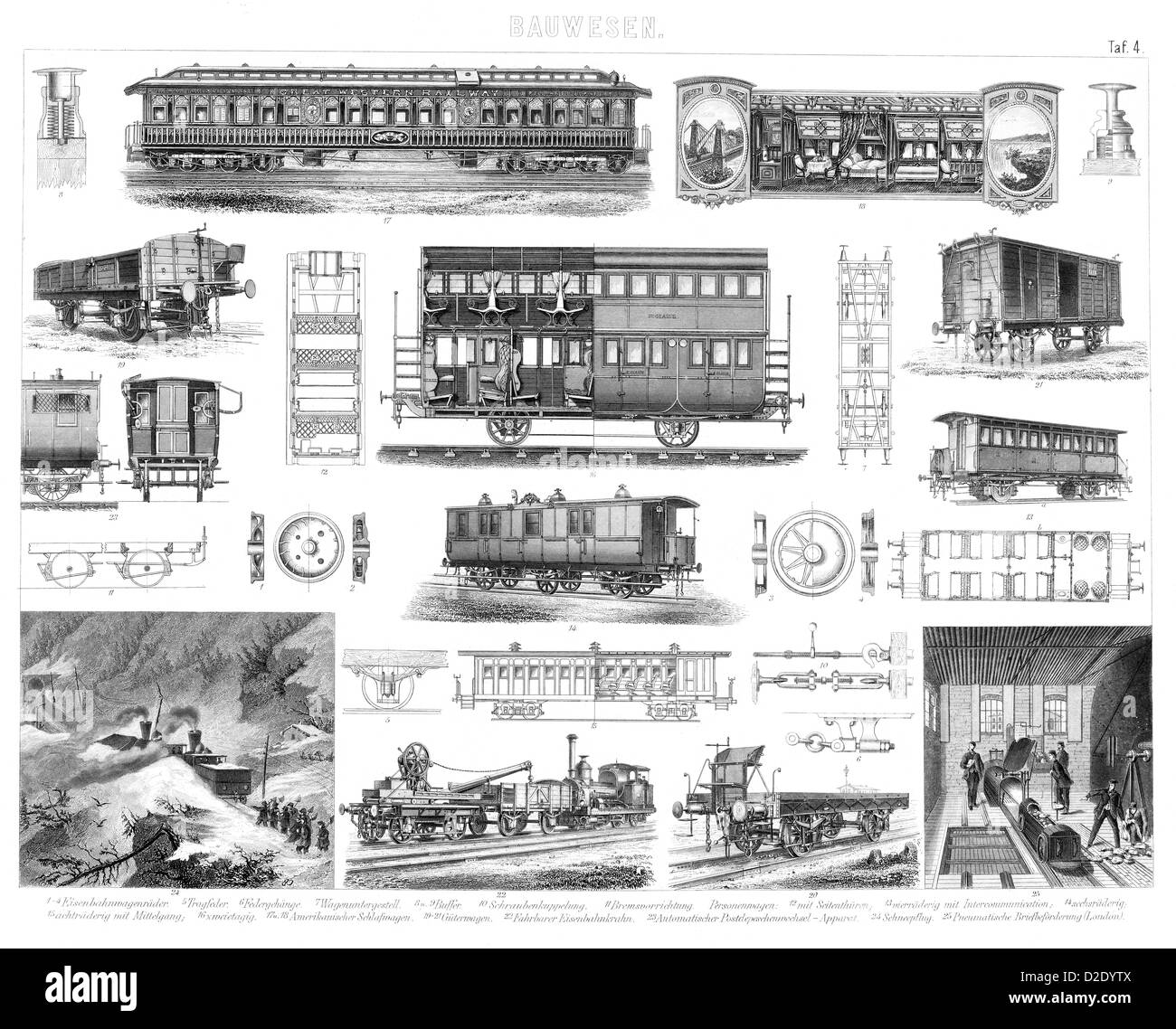Vintage Railway Trains and Carriages from the 19th Century Stock Photo