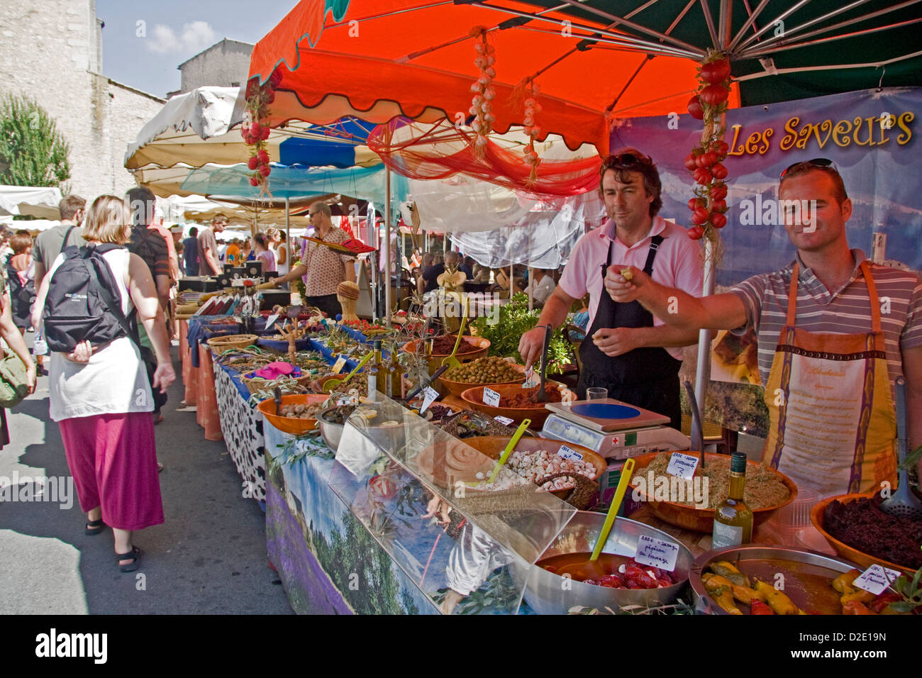 Regional produce on market stall, Forcalquier, Haute Provence, France Stock Photo