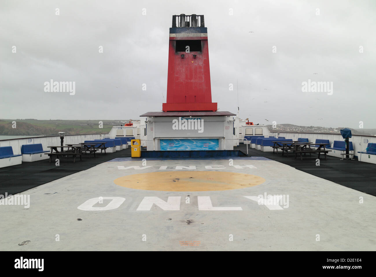 The winch only helicopter deck on the Stena Europe car ferry, on the