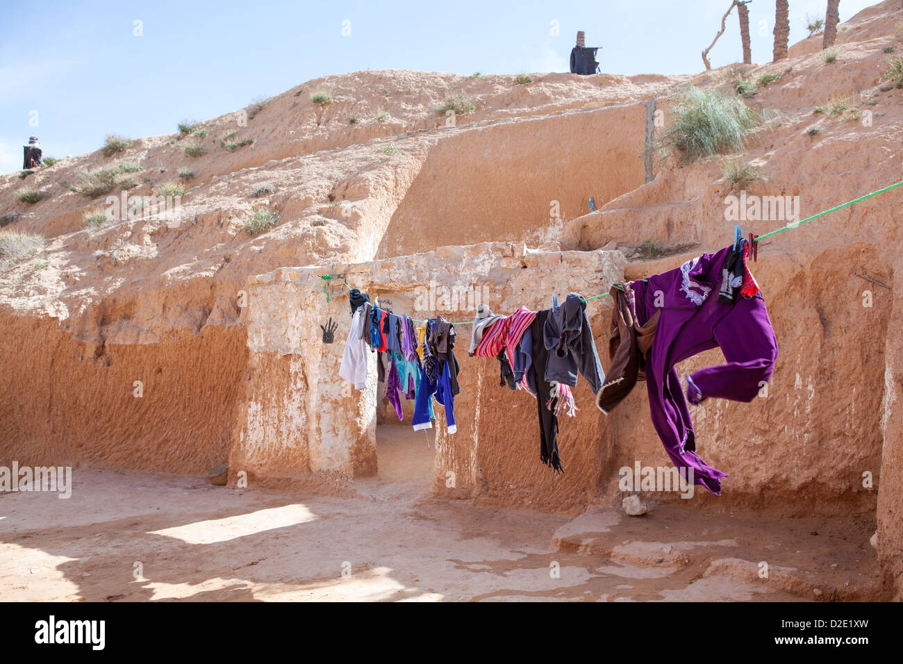 Typical yard of an underground house of troglodytes in Tunisian village