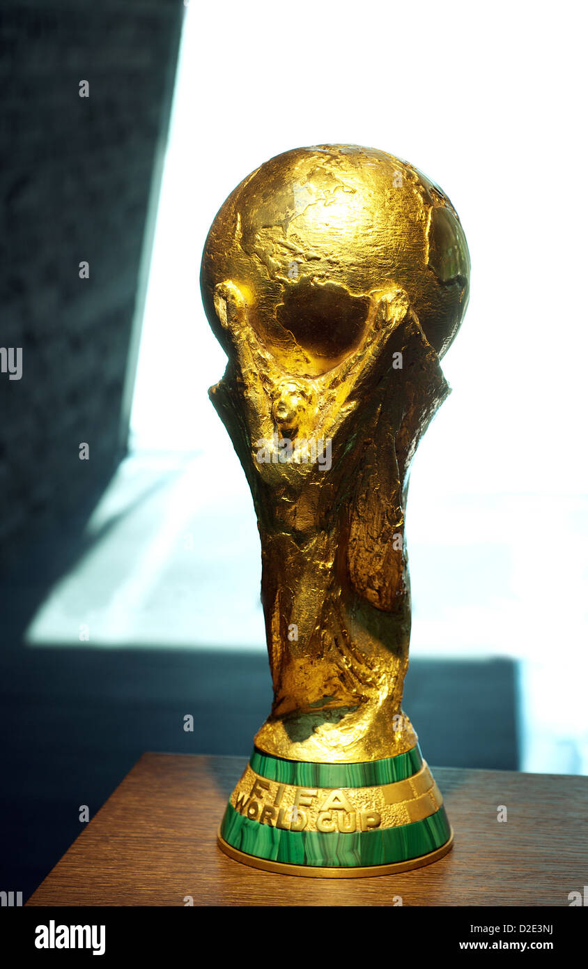 Zurich, Switzerland, a copy of the FIFA World Cup Trophy in the entrance hall of the Home of Fifa Stock Photo