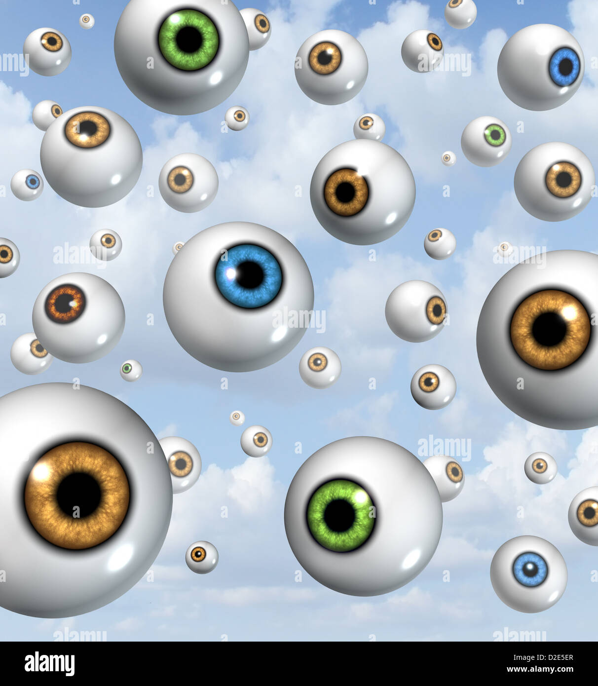 Vision And Eyesight Background Concept With Eyes Floating In The Sky As Symbols Of Ocular Health For Near Sighted And Far Sighted Retina And Lens Diagnosis From An Optometrist For Ophthalmology Stock Vision And Eyesight Background Concept With Eyes Floating In The Sky As Symbols Of Ocular Health For Near Sighted And Far Sighted Retina And Lens Diagnosis From An Optometrist For Ophthalmology Stock