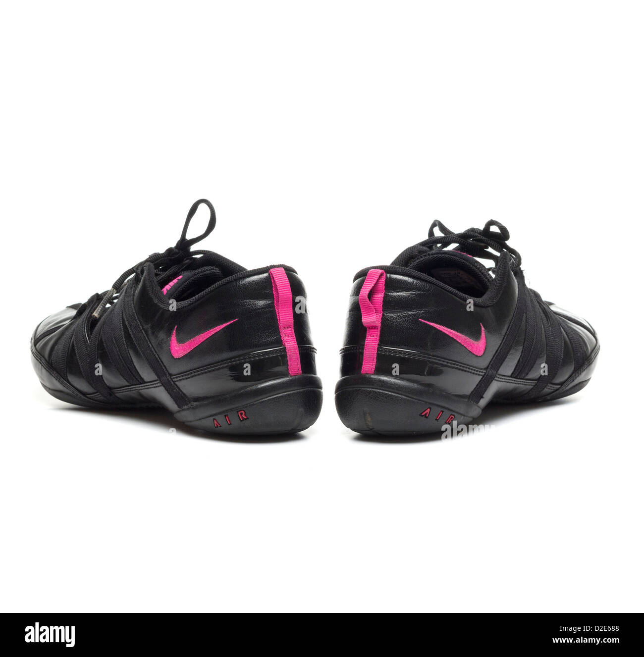 One pair of women's black leather Nike fitness shoes Stock Photo - Alamy