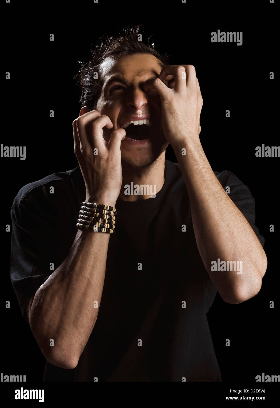 Closeup of a man scratching his face Stock Photo Alamy