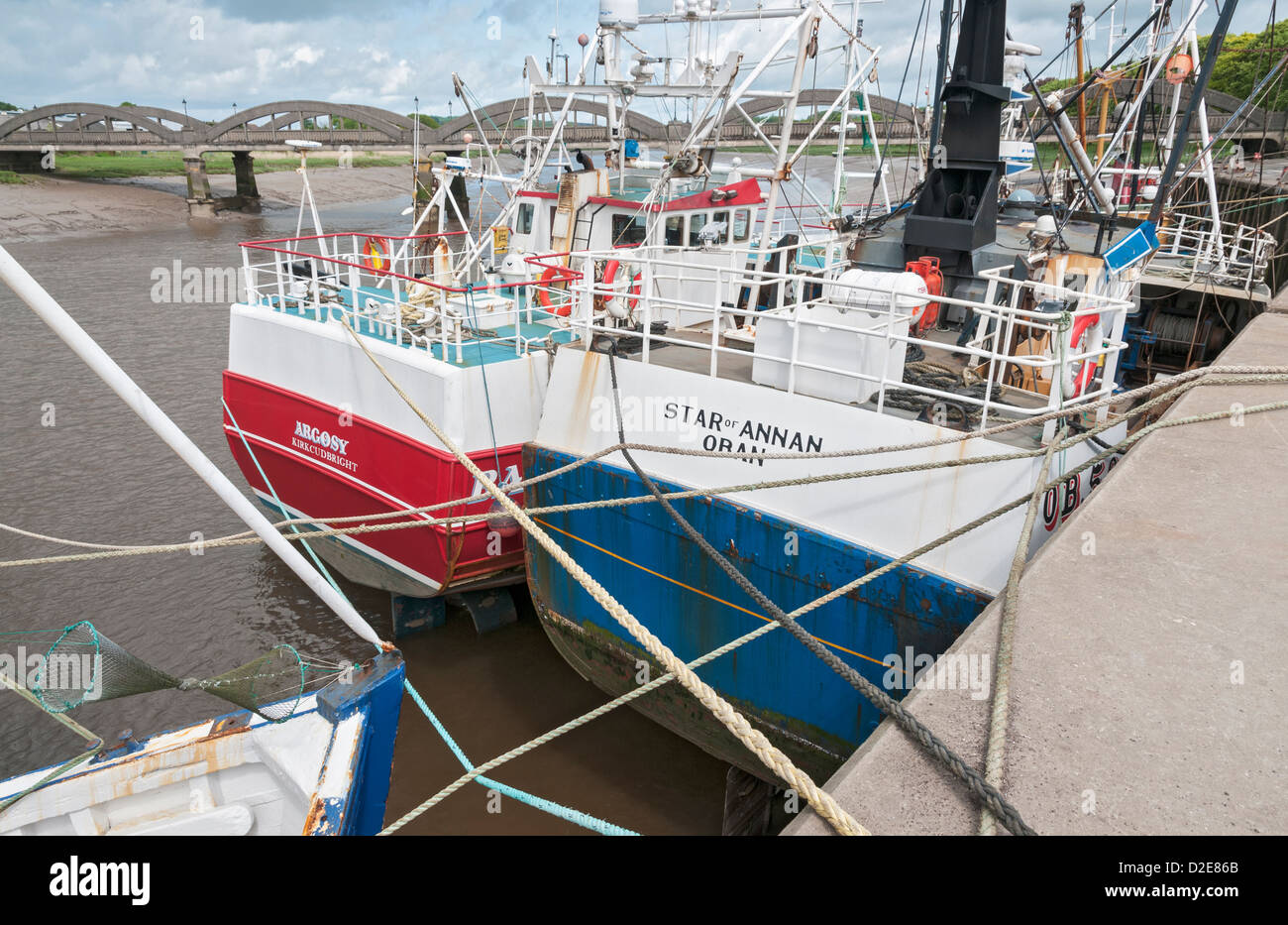 Scotland, Kirkcudbright, harbour, commercial fishing boats Stock Photo
