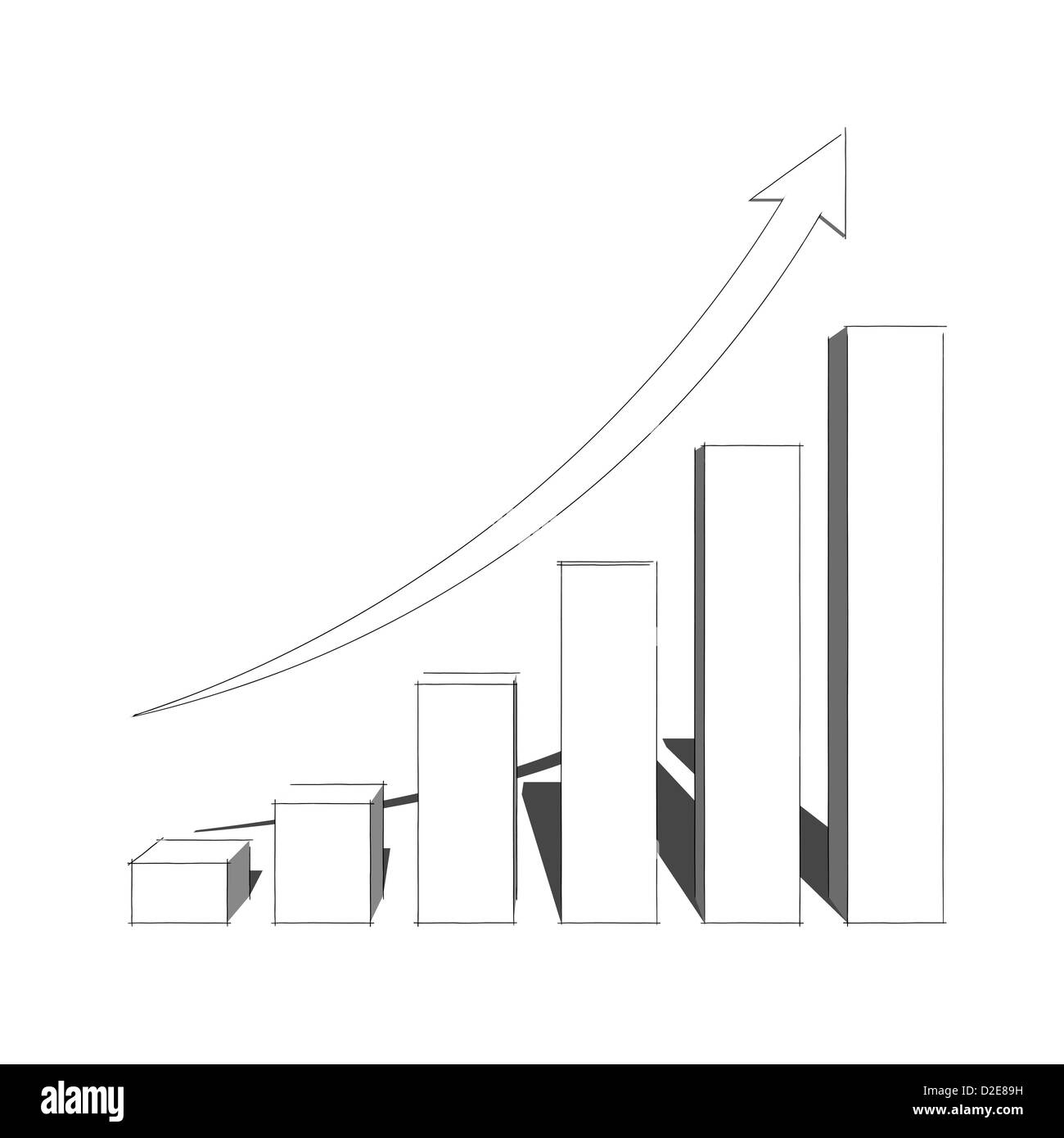 sketch of a bars graph, with an arrow going up Stock Photo Alamy