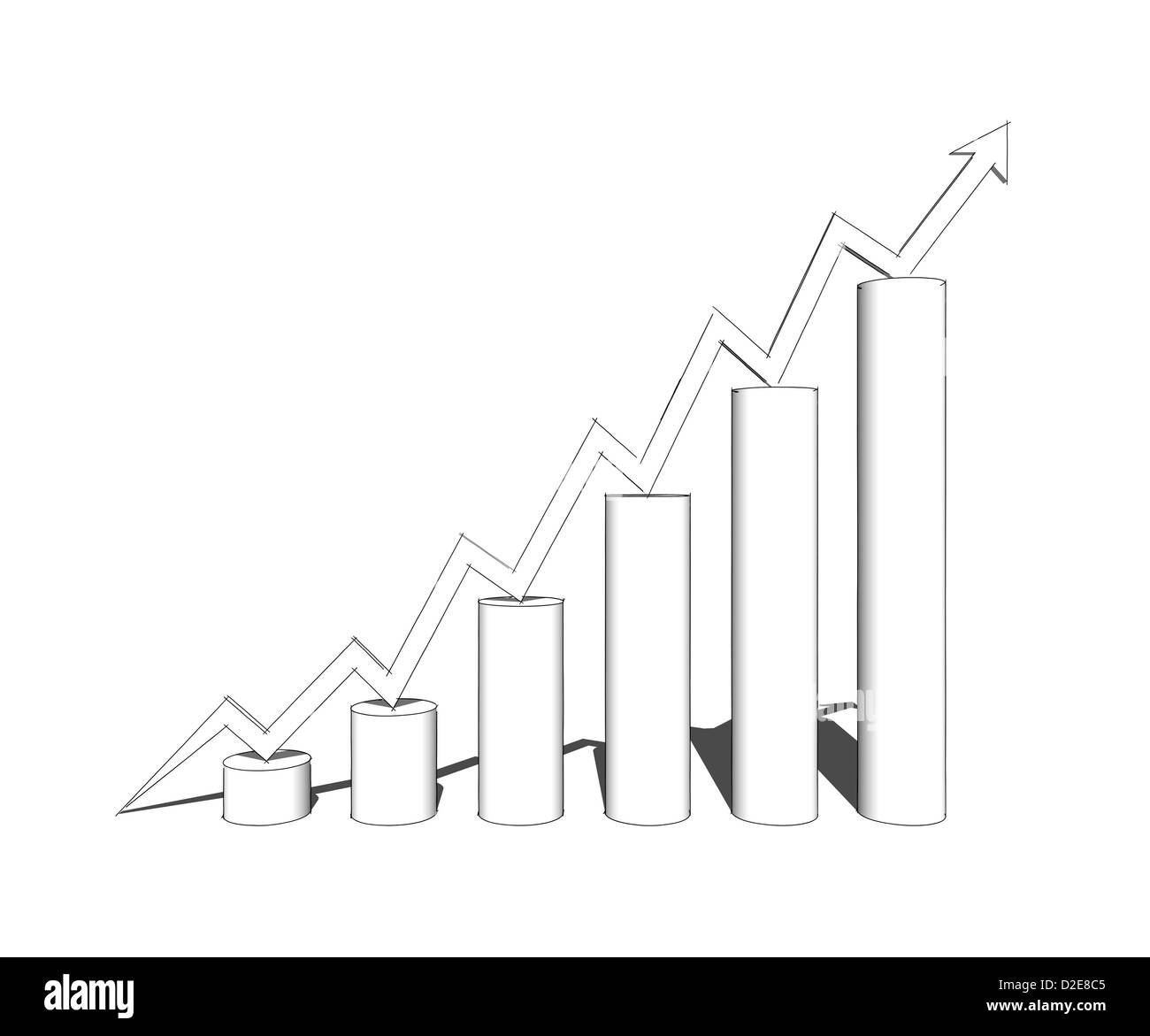 sketch of 3d bar graph with arrow Stock Photo Alamy