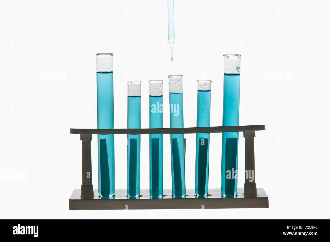 Close-up of a test tube rack with test tubes Stock Photo