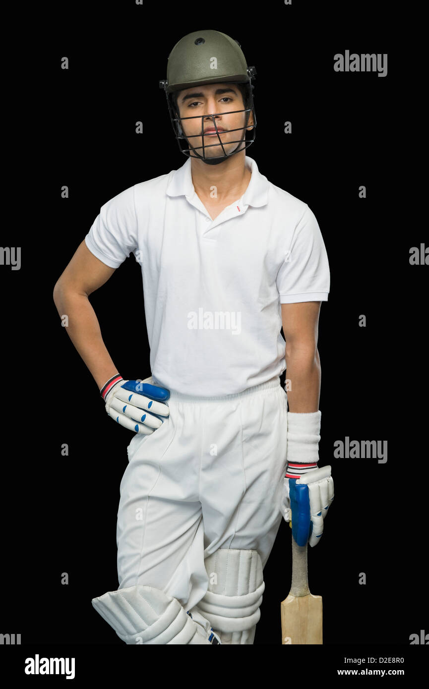 Cricket batsman standing at a nonstriker end Stock Photo Alamy