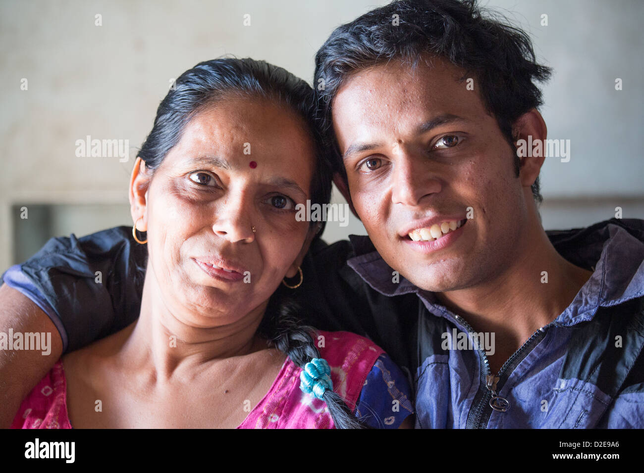 Mother and son, Ahmedabad, Gujarat, India Stock Photo